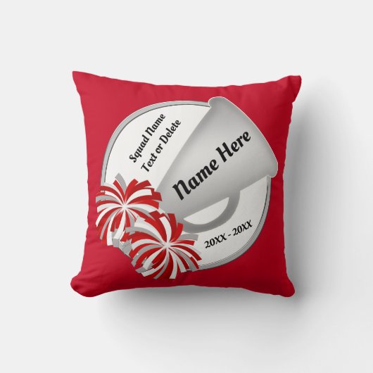 赤、白のパーソナライズされたチアリーティング装飾用クッション クッション (正面)
