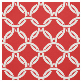 赤、白のリンクされた円のパターン#1 ファブリック