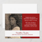 赤/白の学校のカラーブロックグラード招待状 招待状 (正面/裏面)