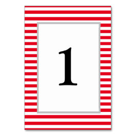 赤/白の枠ストライプ付き表の番号 テーブルナンバー