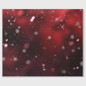 赤/白の雪片クリスマス ラッピングペーパー (フラット)