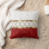 赤、白エレガント、金ゴールドクローバーパターン クッション (ブランケット)