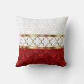 赤、白エレガント、金ゴールドクローバーパターン クッション (裏面)