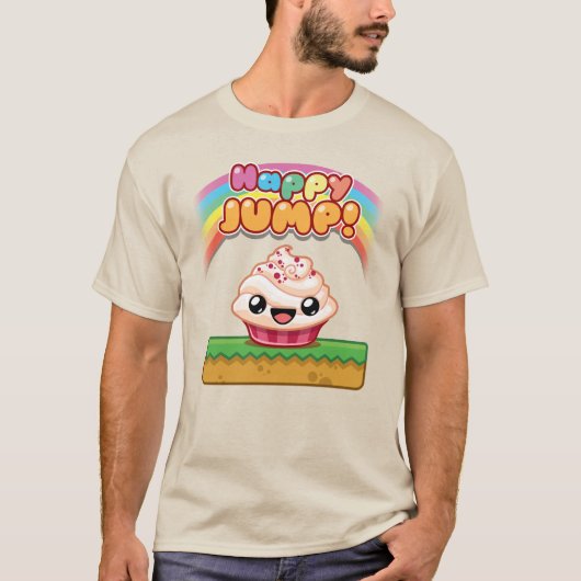 赤/白カップケーキ - Happy Jump Tシャツ (正面)