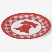 赤/白ギンガムリバティーベル7月4日BBQパーティー ペーパープレート (アングル)
