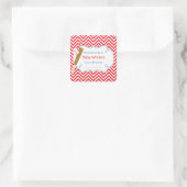 赤/白シェブロン野球赤ちゃんシャワー蔵書票 スクエアシール (バッグ)
