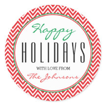 赤&白シェブロン「ハッピーホリデー」クリスマス