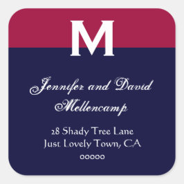 赤、白シンプル青エレガント スクエアシール