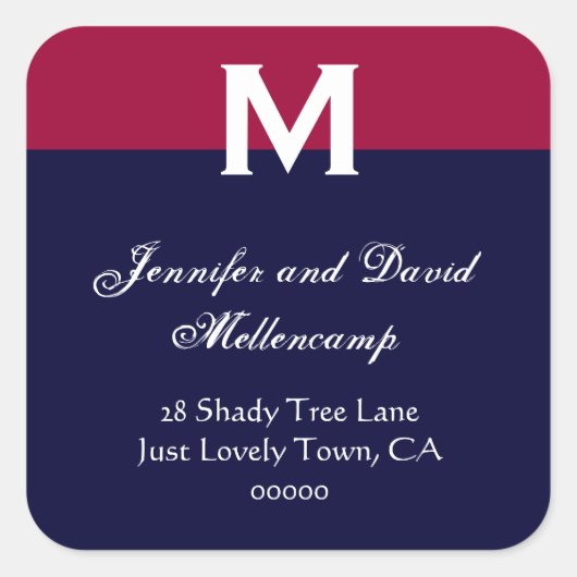 赤、白シンプル青エレガント スクエアシール (正面)