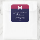 赤、白シンプル青エレガント スクエアシール (バッグ)