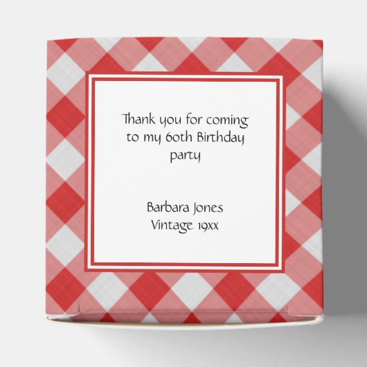 赤/白ジンガムのチェック模様 フェイバーボックス (上部)