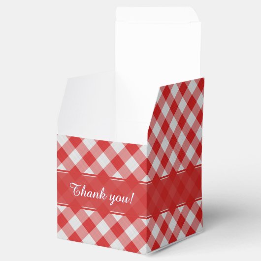 赤/白ジンガムのチェック模様 フェイバーボックス (オープン)