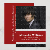 赤/白スクールカラーストライプ招待状 招待状 (正面/裏面)