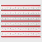 赤、白ストライプオーナメント ラッピングペーパー (フラット)