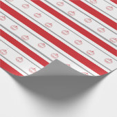 赤、白ストライプオーナメント ラッピングペーパー (角)