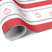 赤、白ストライプオーナメント ラッピングペーパー (ロールコーナー)