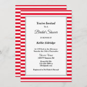 赤/白ストライプブライダルシャワー 招待状 (正面/裏面)
