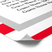 赤/白ストライプ190個結婚の座席表 ポスター (角)