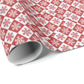 赤/白チェック雪片パターンThunder_Cove ラッピングペーパー (ロールコーナー)