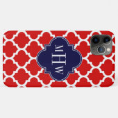 赤，白モロッコ#5海軍3イニシャルモノグラム Case-Mate iPhoneケース (裏面(横))