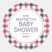 赤、白名門私立校風のと青のプライド赤ちゃんシャワー ラウンドシール (正面)