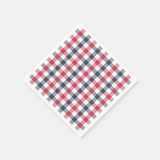 赤、白名門私立校風のと青のプレイド紙ナプキンス スタンダードカクテルナプキン (角)