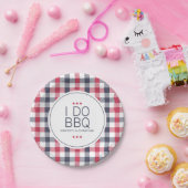 赤、白名門私立校風の、青の格子縞ウェディングシャワー ペーパープレート (パーティー)