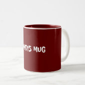赤、白文字「Daddys Mug」パパ用マグカップ ツートーンマグカップ (正面右)