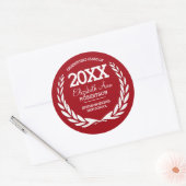 赤│白月桂樹リース卒業 ラウンドシール (封筒)