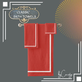 赤(白縁ど) バスタオルセット