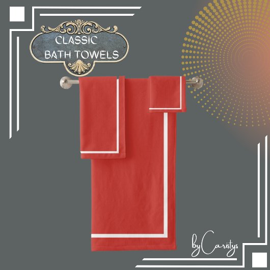 赤(白縁ど) バスタオルセット