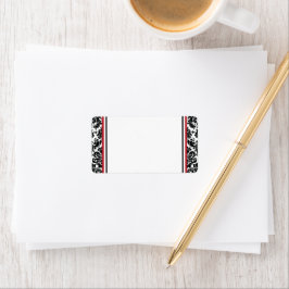 赤、白黒ダマスコウェディングアドレス ラベル