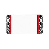 赤、白黒ダマスコウェディングアドレス ラベル (正面)