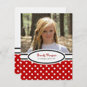 赤、白黒水玉模様パーティの招待状 招待状 (正面/裏面)