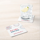 赤、白、およびデューベビーシャワーコースター スクエアペーパーコースター (インサイチュ)