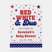 赤、白、および期限4日7月の愛国的な赤ちゃんシャワー アクリルサイン (正面)