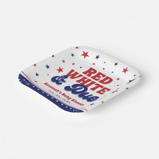 赤、白、および期限4日7月の愛国的な赤ちゃんシャワー ペーパープレート (傾斜あり)