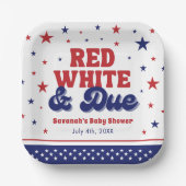 赤、白、および期限4日7月の愛国的な赤ちゃんシャワー ペーパープレート (正面)