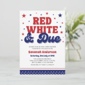 赤、白、および期限4日7月の愛国的な赤ちゃんシャワー 招待状 (スタンド正面)