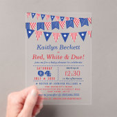 赤、白、および期限 | 7月4日ベビーシャワー アクリル招待状 (インサイチュ (ポータブル))