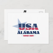 赤、白、および青のポストカードのアラバマ ポストカード (正面/裏面)
