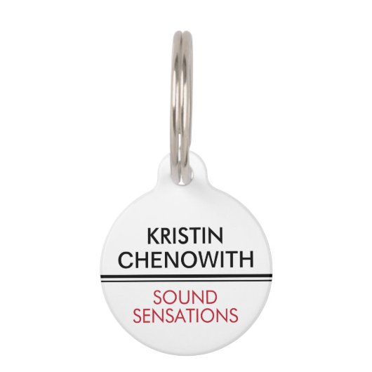 赤、白、および黒のキーリングパフォーマーバッグラベル ペット　ネームタグ (正面)