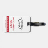 赤、白、および黒のラゲッジパフォーマーバッグラベル ラゲッジタグ (裏面横)