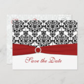 赤、白、および黒の日付はがきを保存 案内ポストカード (正面/裏面)