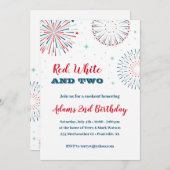 赤、白、そして2つの誕生日招待状 招待状 (正面/裏面)