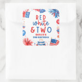赤、白、そして2歳の誕生日パーティー スクエアシール (バッグ)