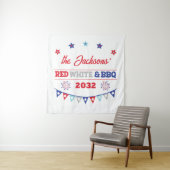 赤 白 そして BBQ  7月4日 家族 名前 花火 タペストリー (インサイチュ)
