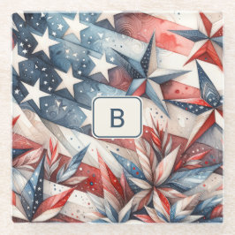 赤（白）と青 ガラスコースター