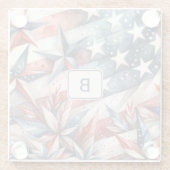 赤（白）と青 ガラスコースター (裏面)