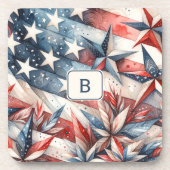 赤（白）と青 コースター (正面)